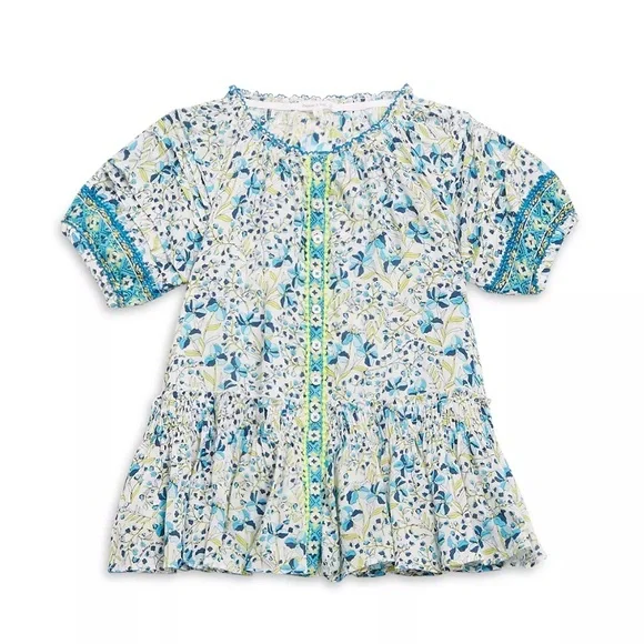 Poupette St. Barth Dresses | Poupette St. Barth Andrea Floral Print Mini Dress Size 4 New W/O Tag Retail | Color: Blue/Yellow | Size: 4g | Pm-